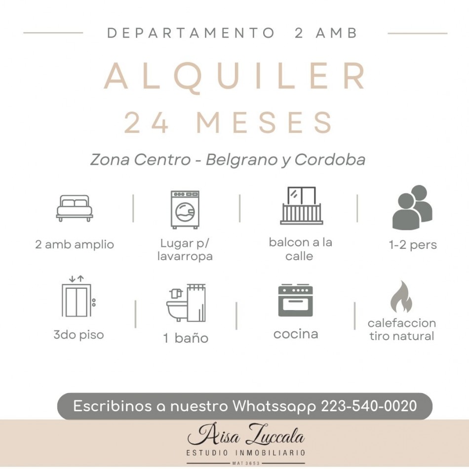 ALQUILER 24 MESES - BELGRANO Y CORDOBA 