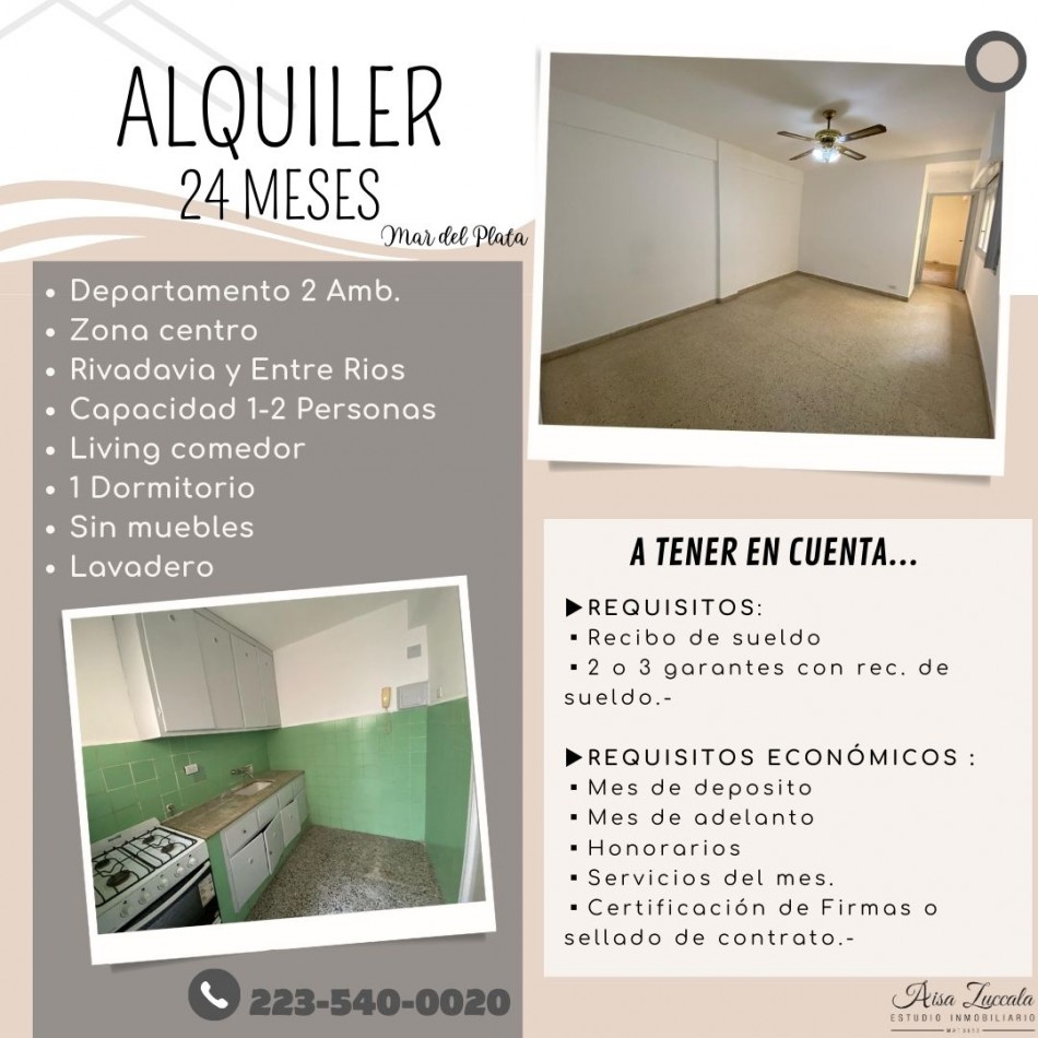 ALQUILER 24 MESES - ZONA CENTRO
