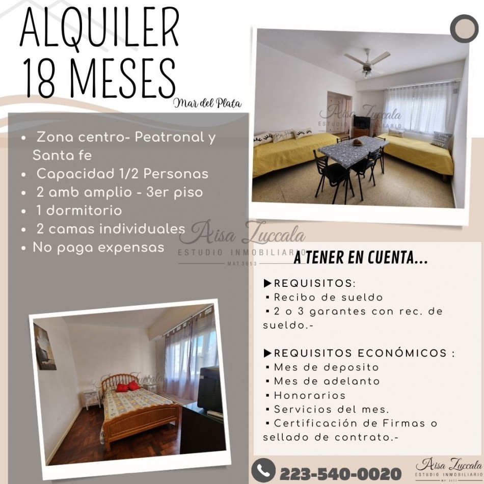 ALQUILER 18 MESES 2025 - ZONA CENTRO