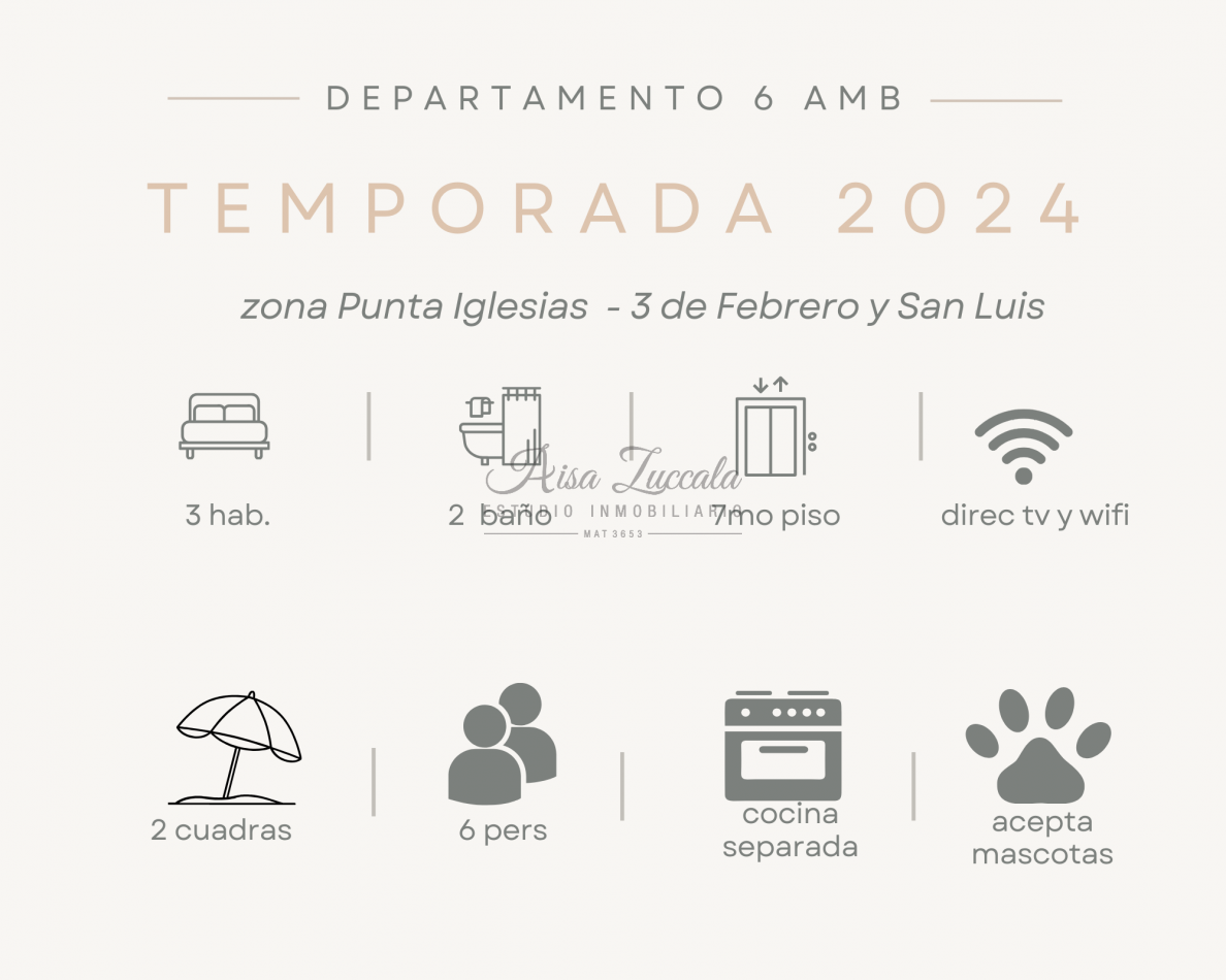 TEMPORADA 2024 - 6 PERSONAS - ZONA PUNTA IGLESIAS 