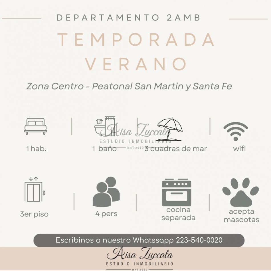 TEMPORADA 2025- 4 PERSONAS- ZONA PEATONAL SAN MARTIN