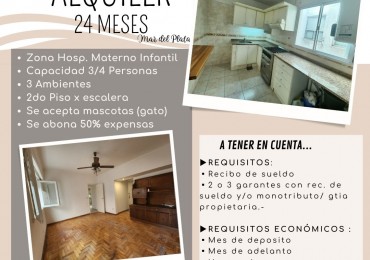 ALQUILER 24 MESES - ZONA HOSP. MATERNO -  3 AMBIENTES 